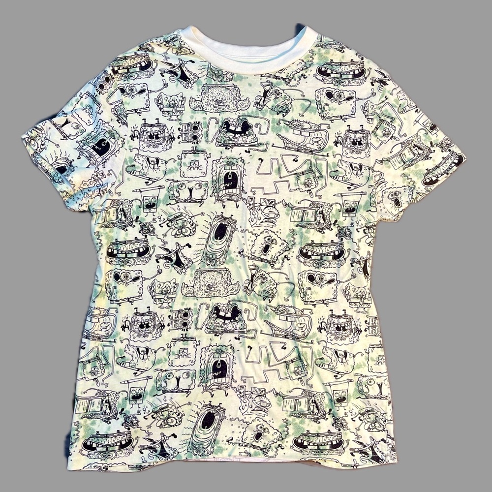 Spongebob Squarepants Tie Dye Allover Print T-Shirt Size Medium